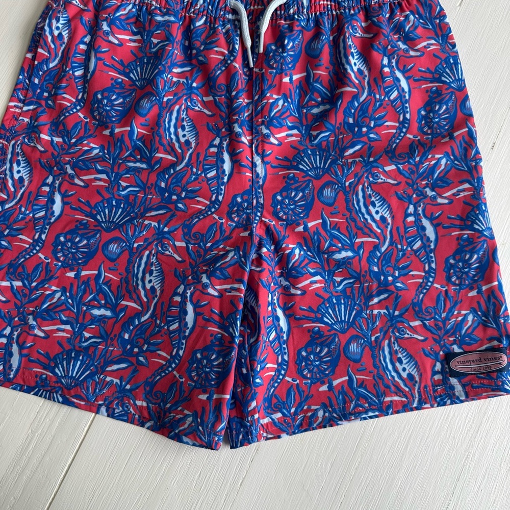 Vineyard Vines Red and Blue Patterned Swim Trunks
